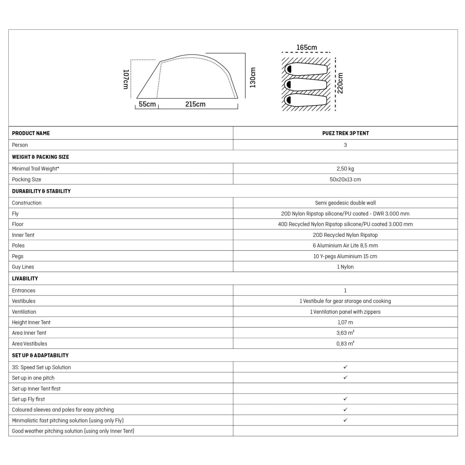 SALEWA Puez Trek 3P Tent - 3-Personen Zelt 4 SALEWA Puez Trek 3P Tent - 3-Personen Zelt – Bild 4